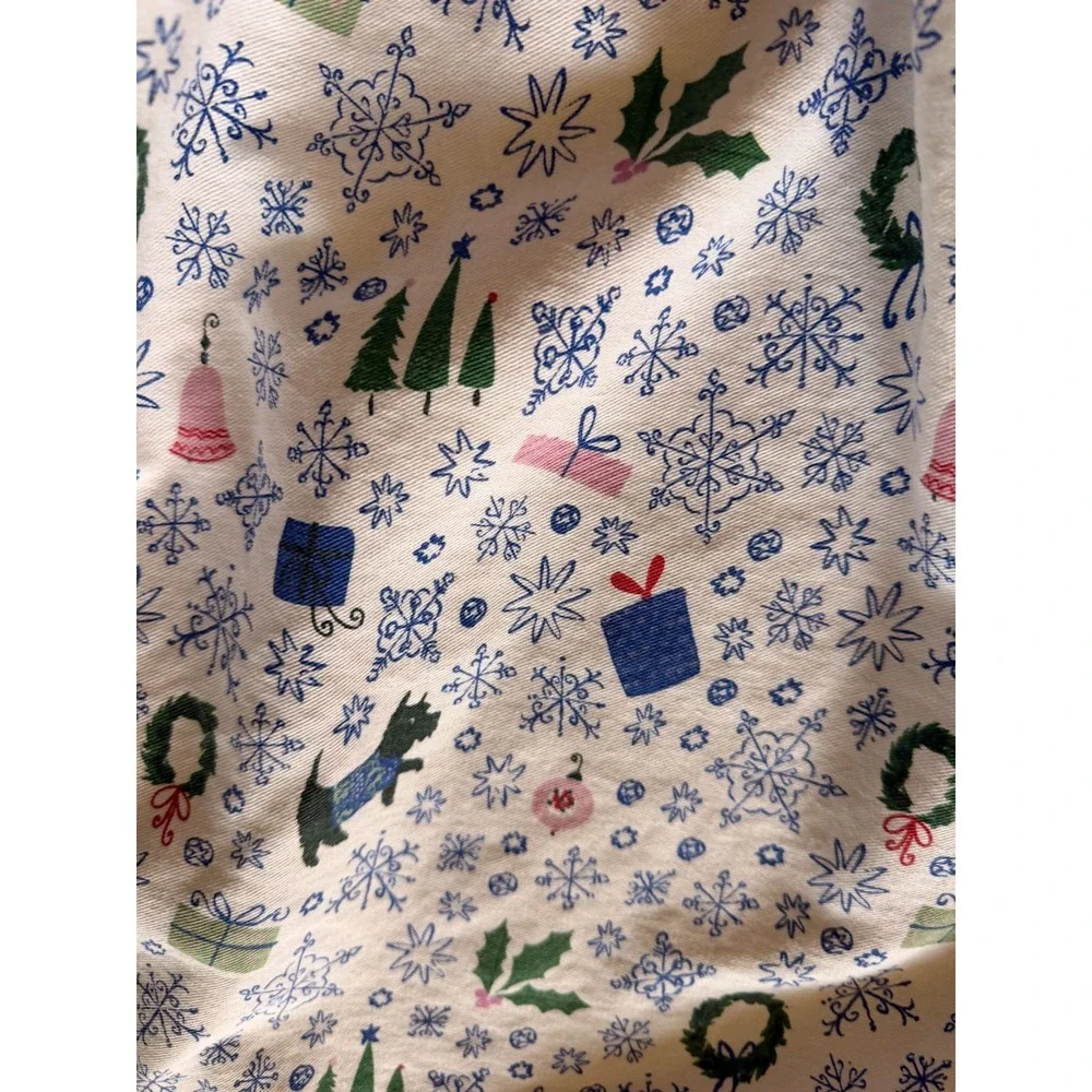 Anthropologie Emily Isabella Christmas Apron Holiday Snowflake Scottie Dog